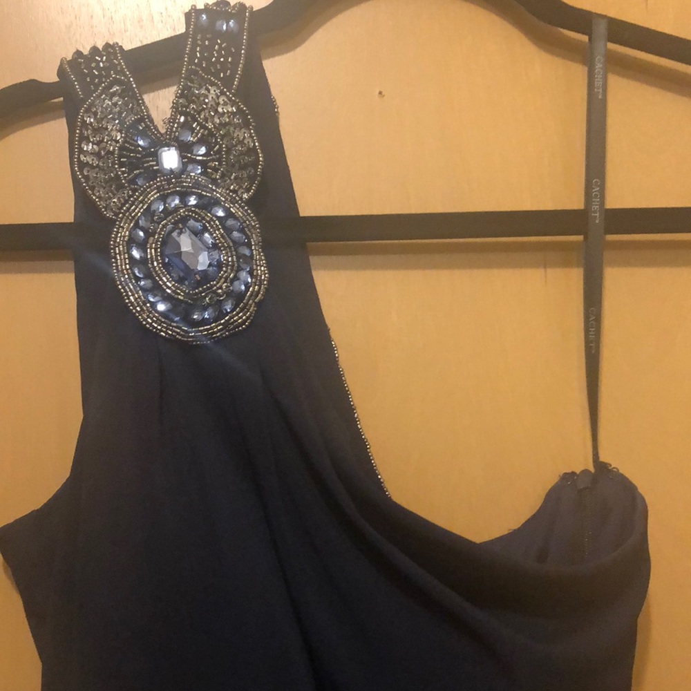 Cocktail navy blue dress! Size 4 - Picture 2 of 3